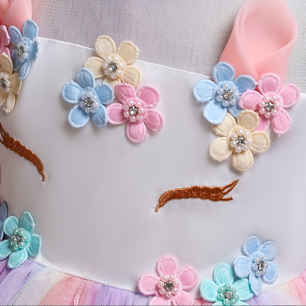 LIXURY Birthday Unicorn Dress to Celebrate Flower Girl 5068 - Picture 5 of 11
